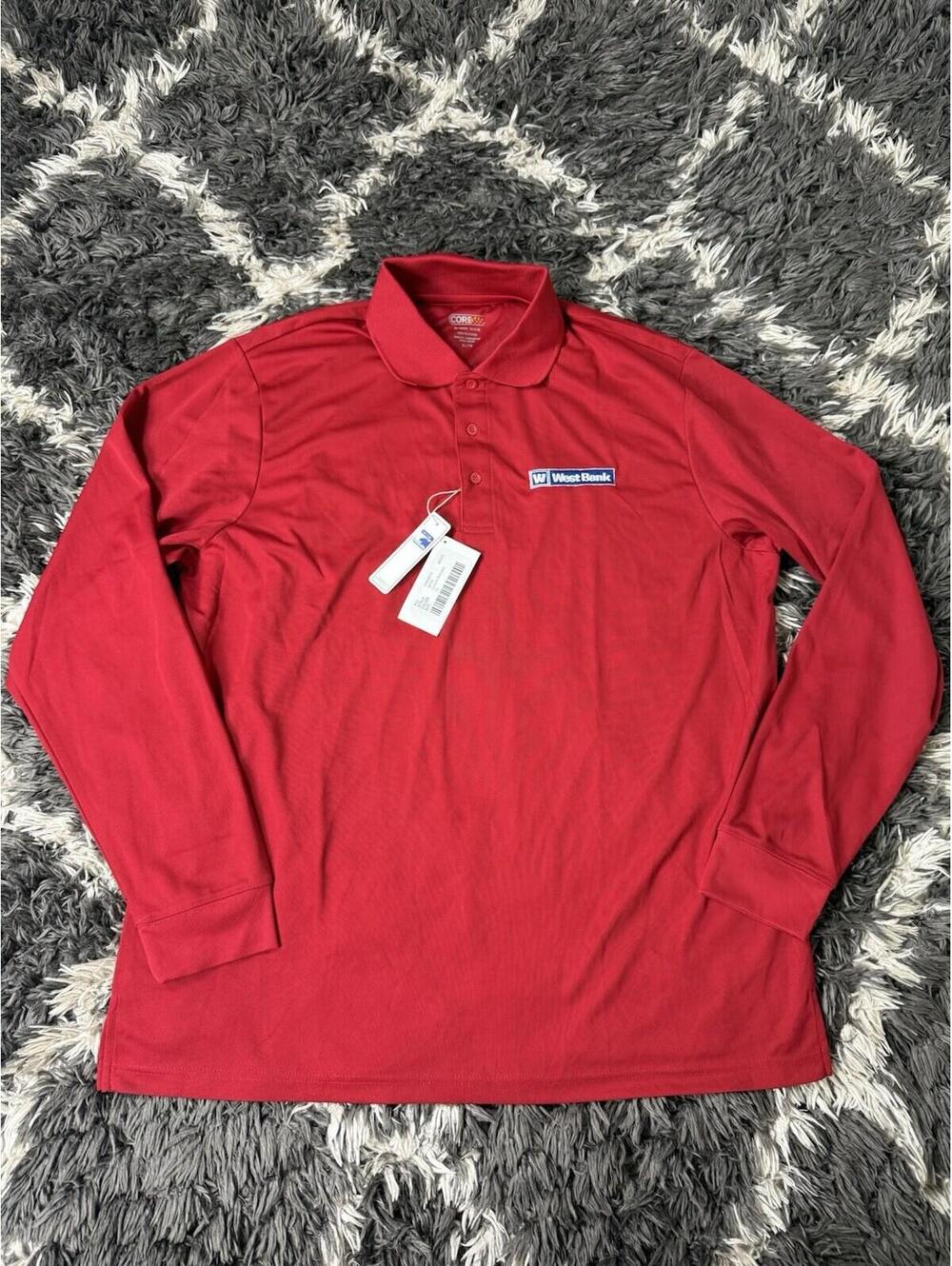 Core 365 Solid Red 1/4 Button Long Sleeve Polo Shirt Mens Size XL NWT UV Protect